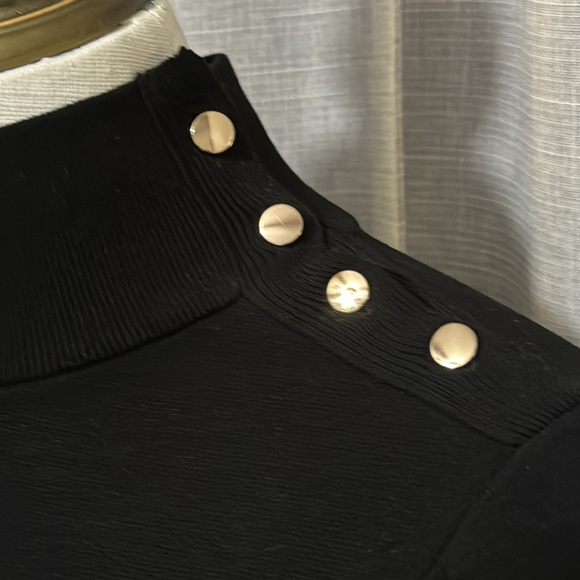 Ann Taylor Black Mock Neck Sweater-Button Detail @ Neck-Sz S Petite-Viscose-EUC - Picture 2 of 16